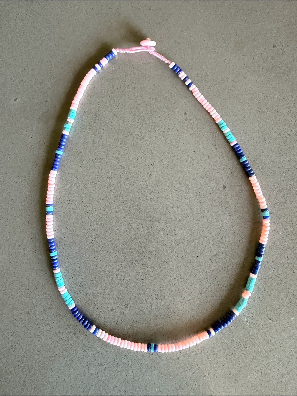Pink Conch, Turquoise & Lapis Beaded Necklace | 18” New